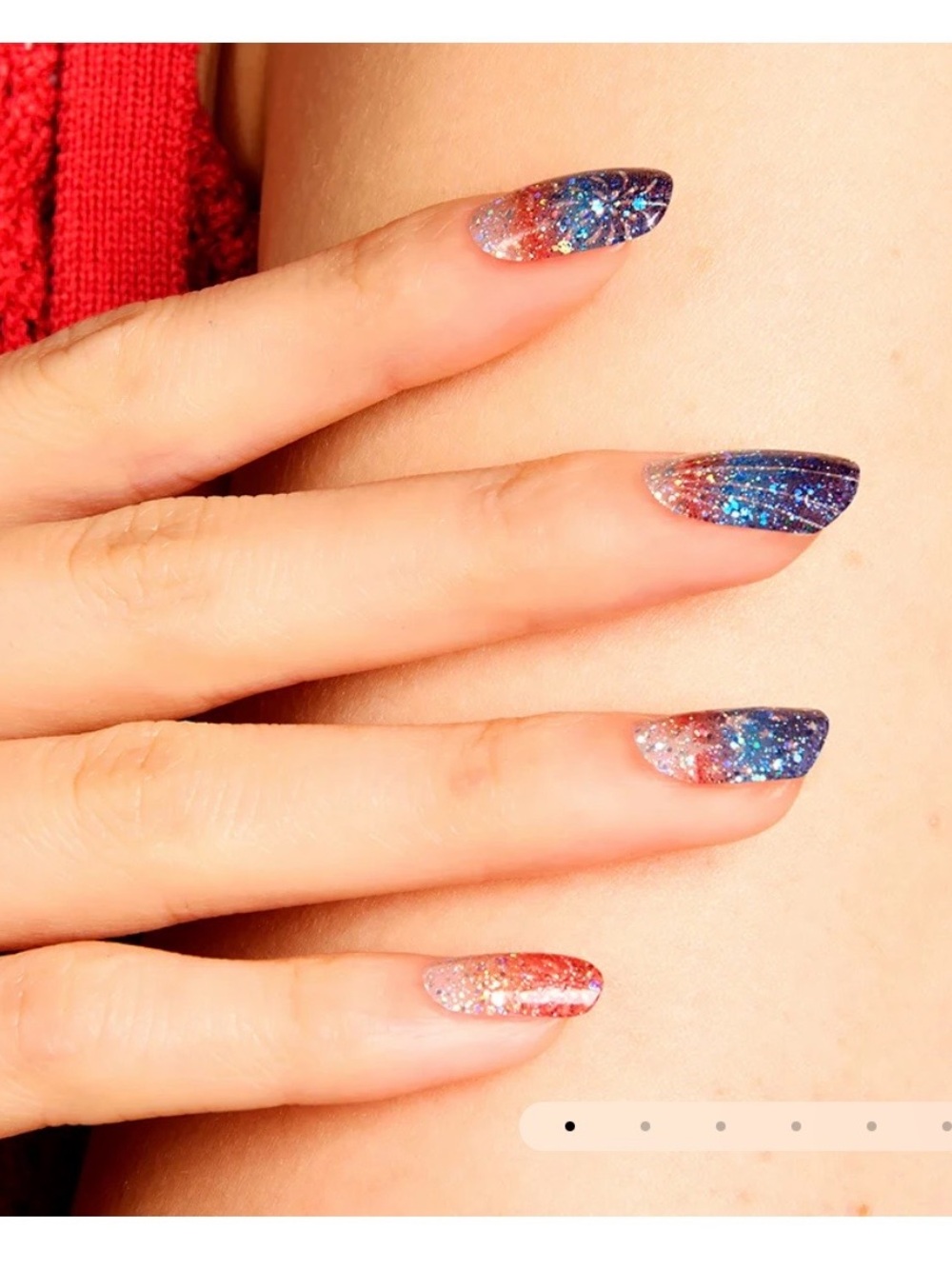 Galaxy Ombre Glitter Red, Blue, Silver Sparkle Nail Polish Strips